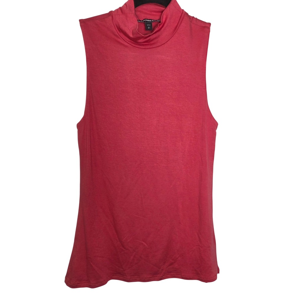 Express Mock Neck Sleeveless Top Stretch Knit Fitted‎ Work Layering Small